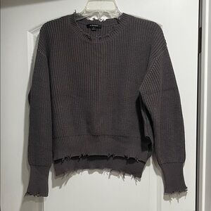 Acrobat Distressed 100% Cotton Charcoal Knit Sweater